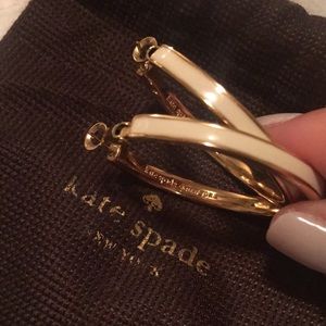 KATE SPADE White+Gold-plated Hoops